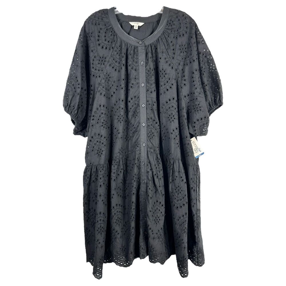 Terra Sky Plus 24W 26W Dress Black Eyelet NWOT - Tags have been removed